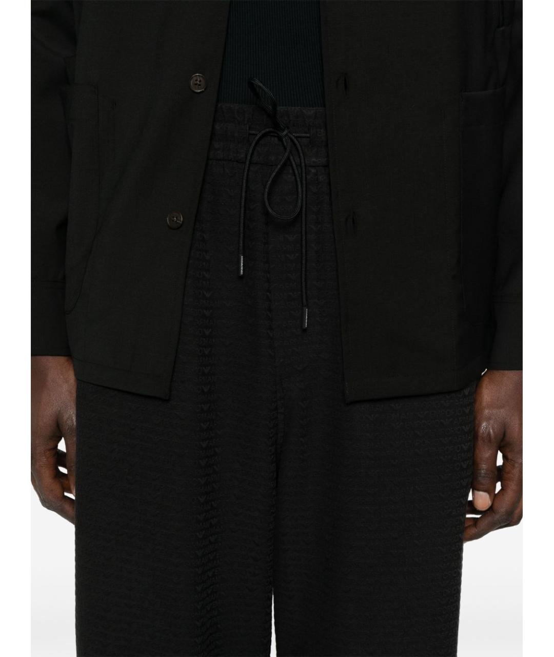 EMPORIO ARMANI Черные хлопковые повседневные брюки, фото 3