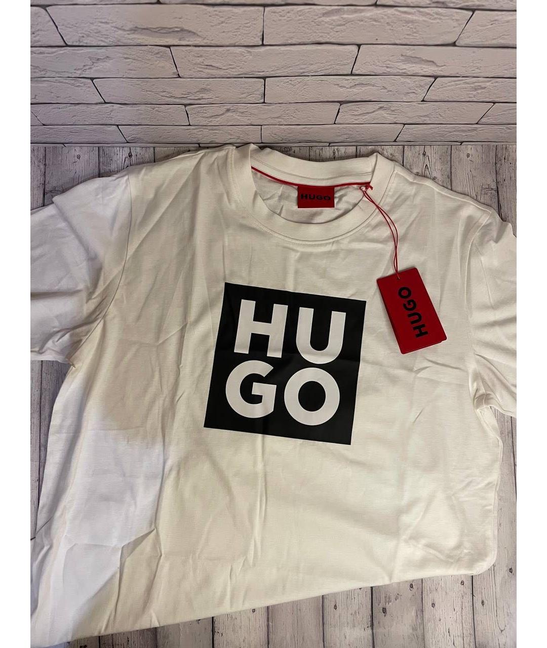 HUGO Белая хлопковая футболка, фото 5