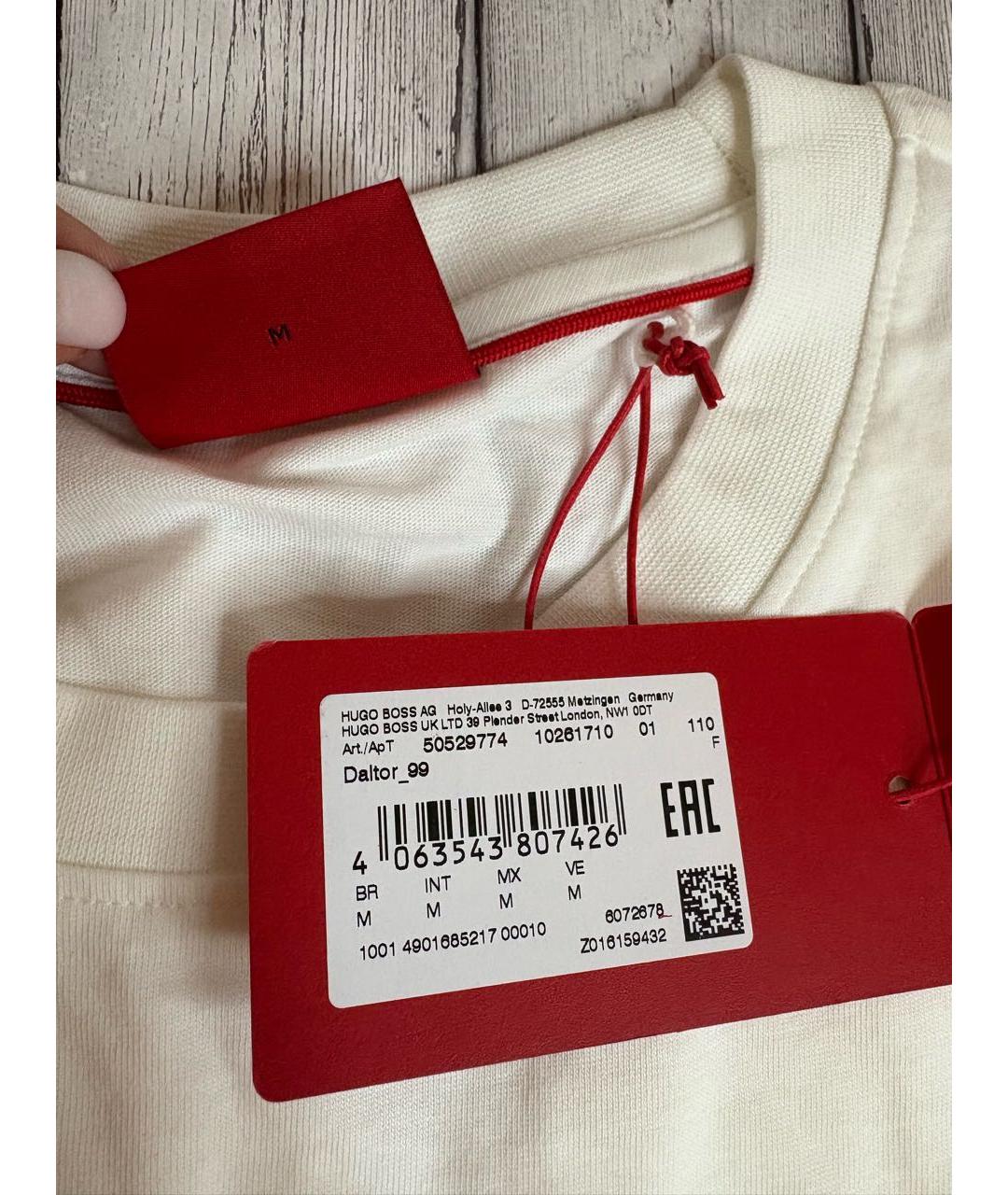 HUGO Белая хлопковая футболка, фото 3