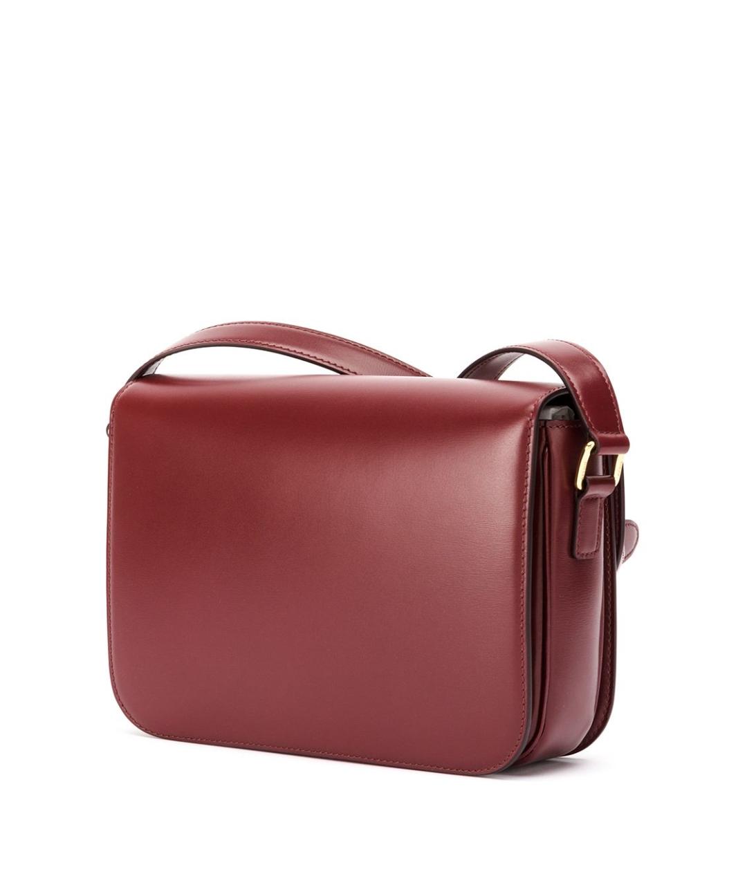 CELINE Бордовая кожаная сумка через плечо, фото 3