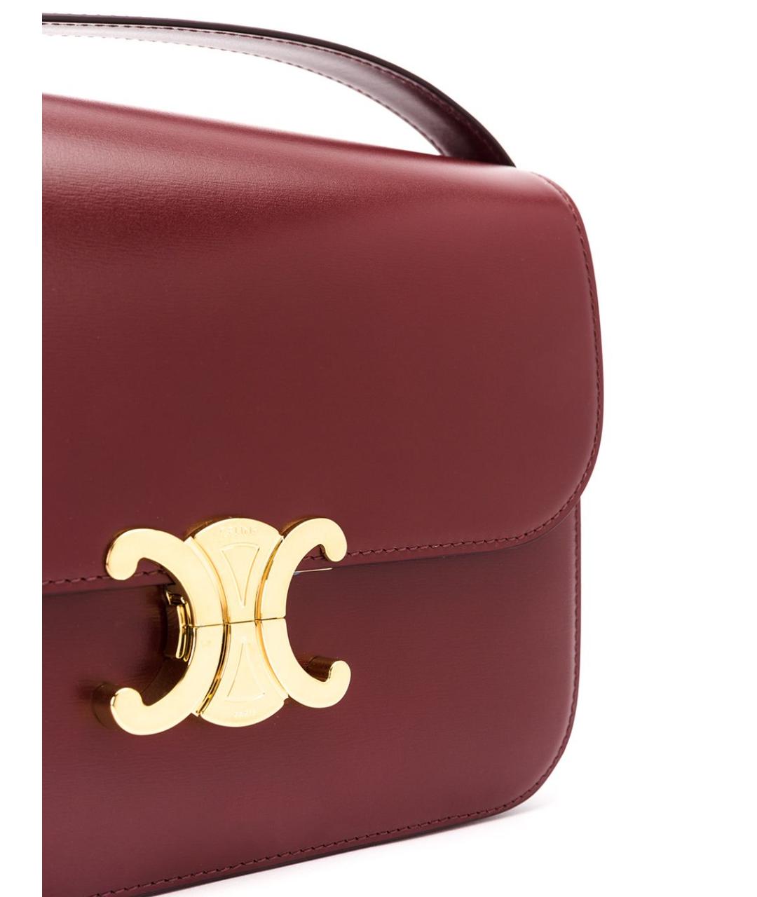 CELINE Бордовая кожаная сумка через плечо, фото 4