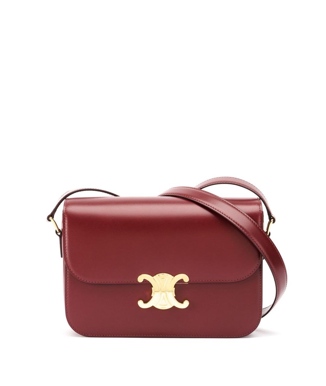 CELINE Бордовая кожаная сумка через плечо, фото 1