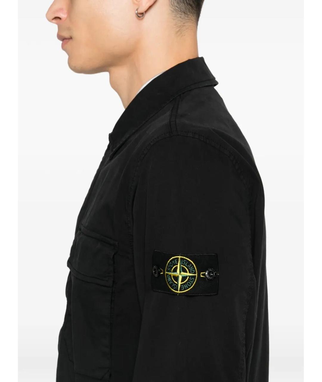 STONE ISLAND Черная хлопковая кэжуал рубашка, фото 5