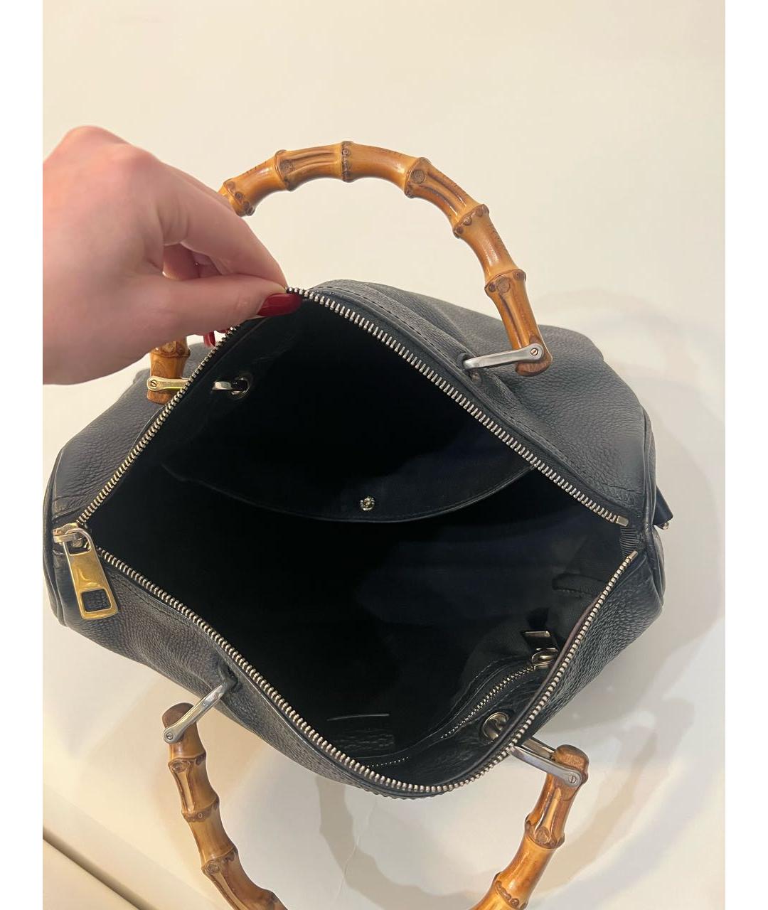 GUCCI Черная кожаная сумка с короткими ручками, фото 8