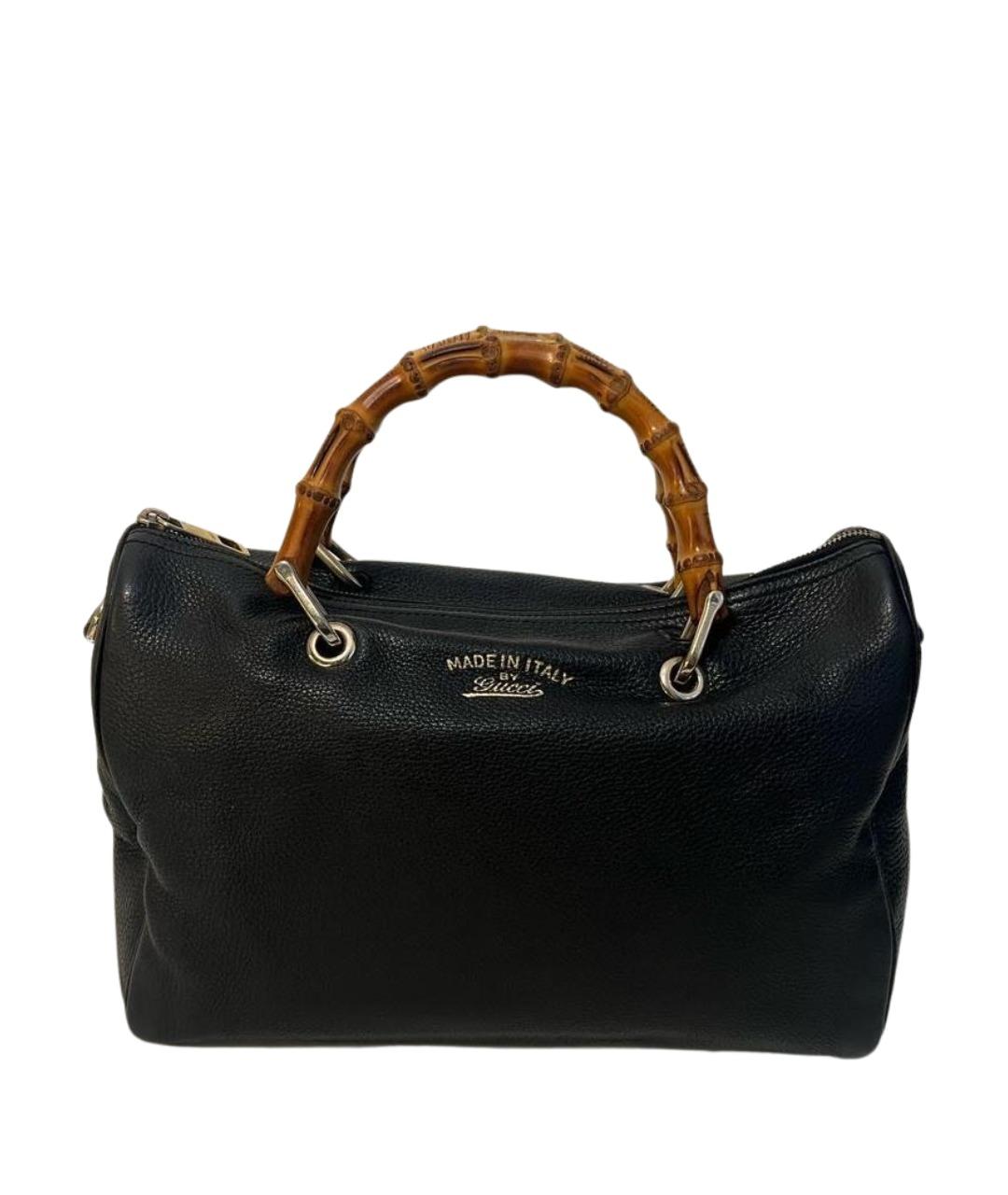 GUCCI Черная кожаная сумка с короткими ручками, фото 1