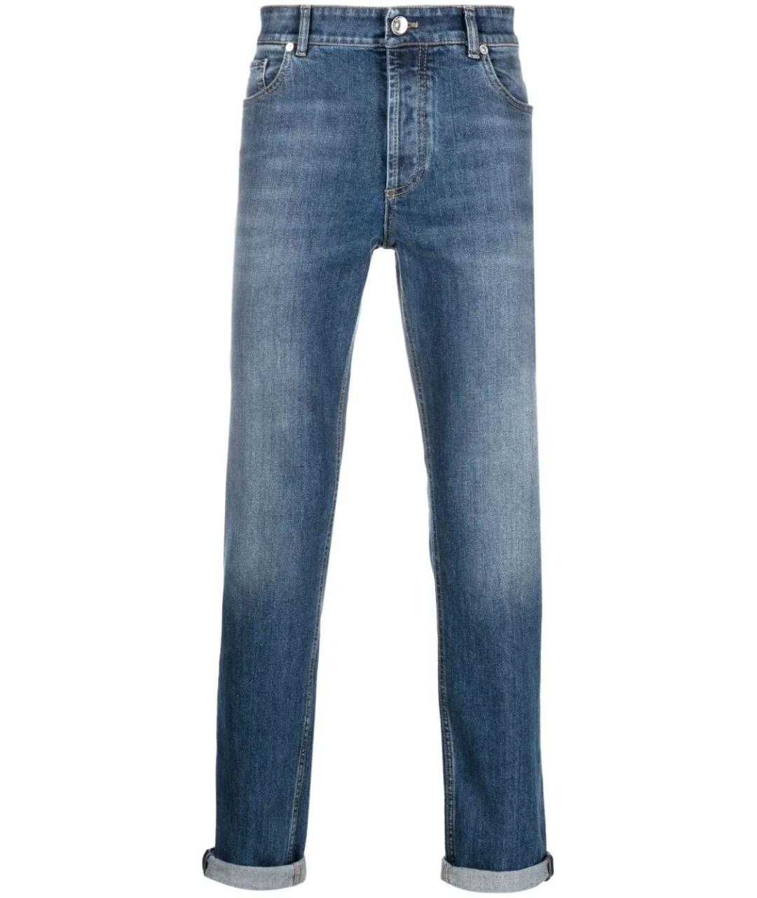 BRUNELLO CUCINELLI Синие хлопковые прямые джинсы, фото 1