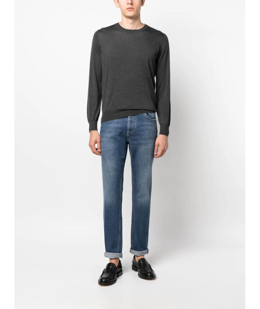 BRUNELLO CUCINELLI Синие хлопковые прямые джинсы, фото 4