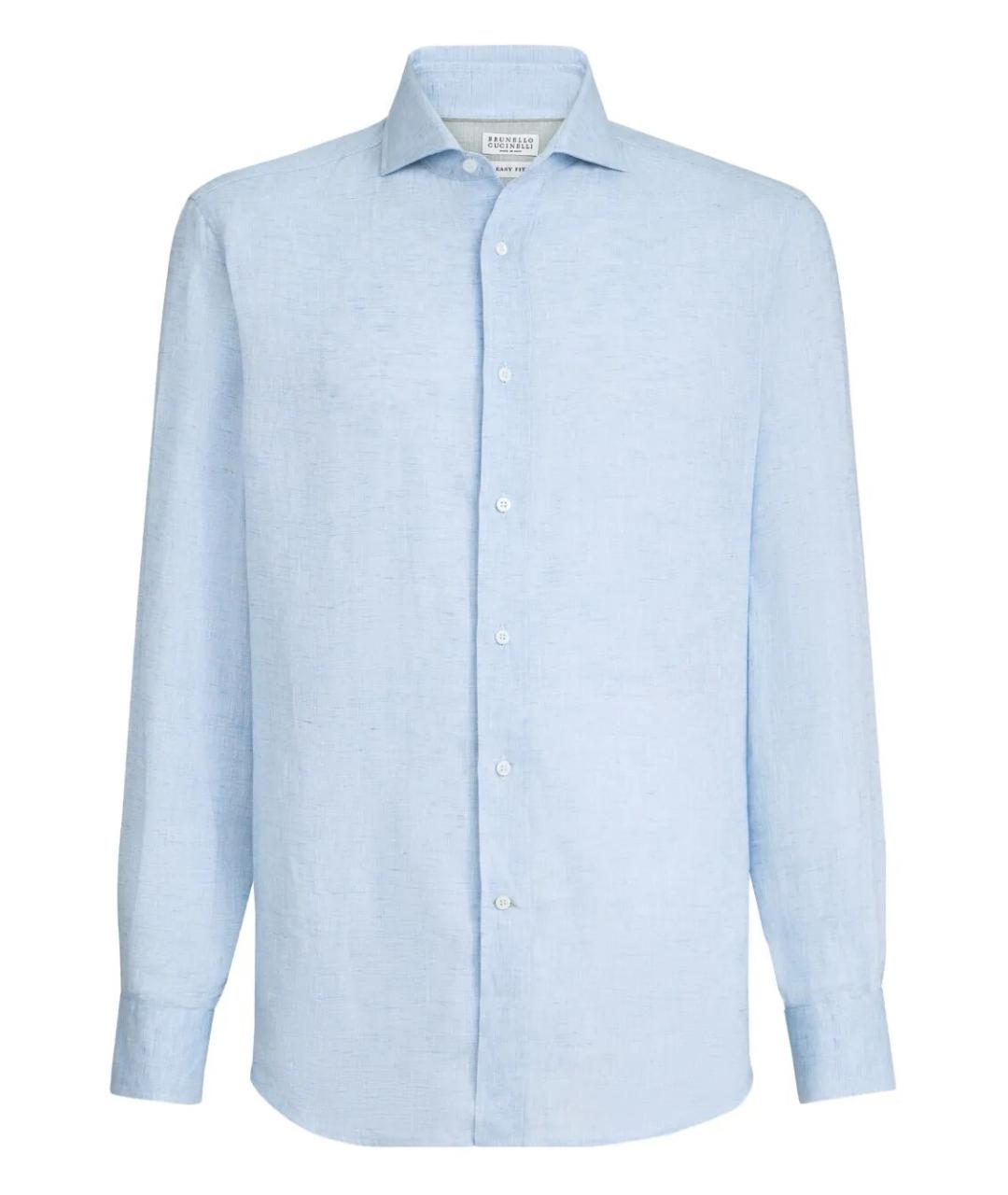 BRUNELLO CUCINELLI Голубая льняная кэжуал рубашка, фото 1