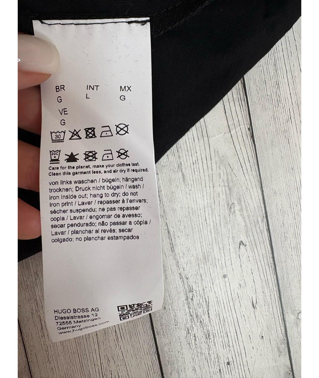 HUGO Черная хлопковая футболка, фото 4