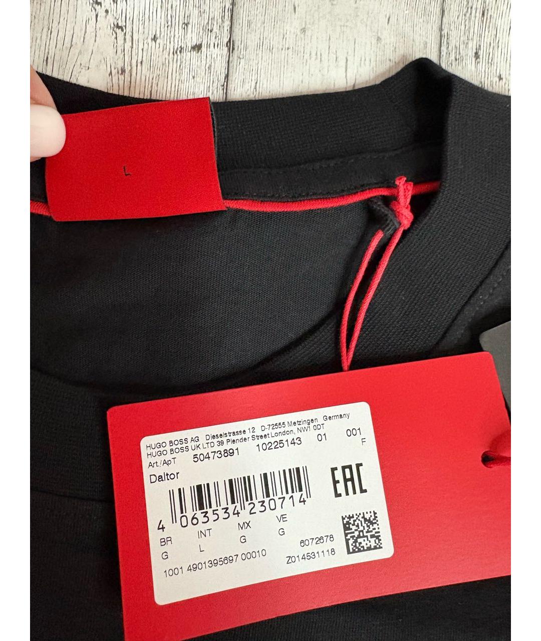 HUGO Черная хлопковая футболка, фото 3