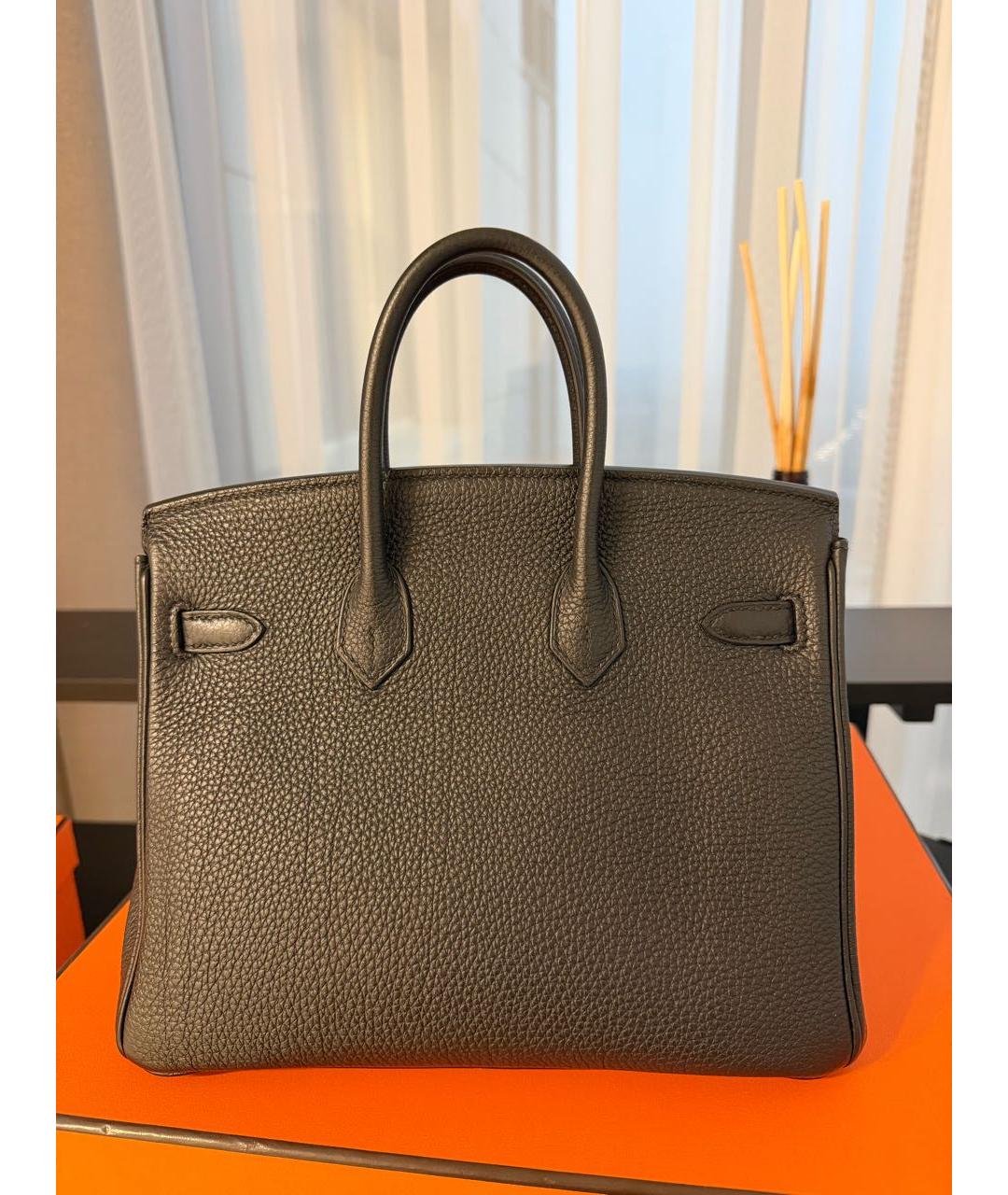 HERMES Черная кожаная сумка с короткими ручками, фото 6