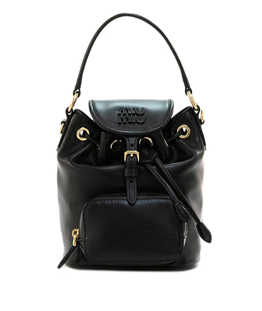 MIU MIU Черный кожаный рюкзак, фото 1