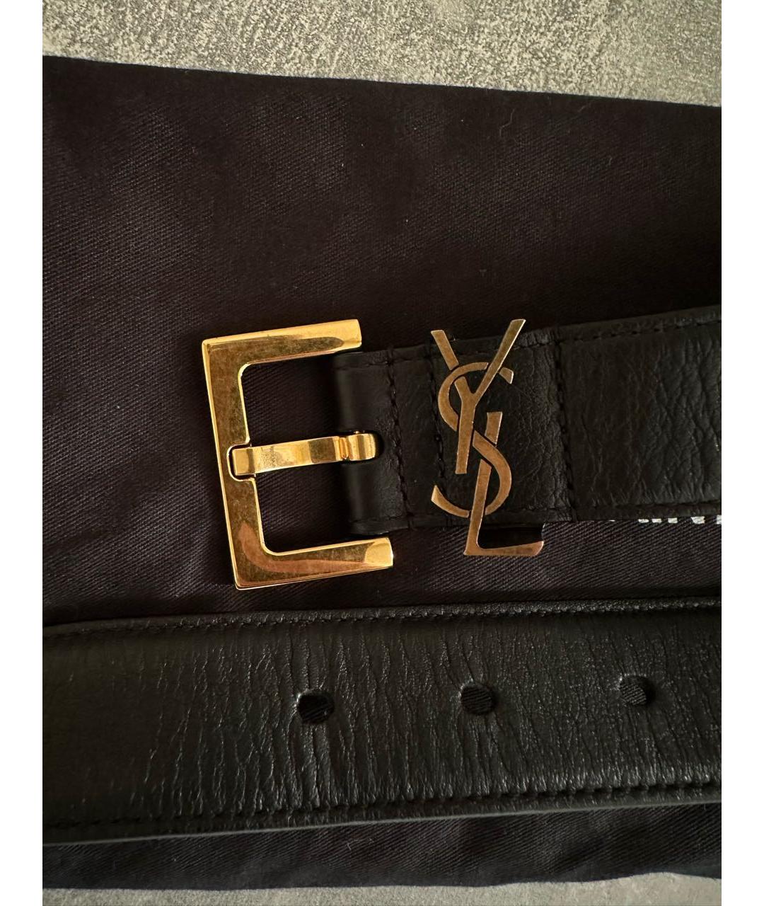 SAINT LAURENT Черный кожаный ремень, фото 3