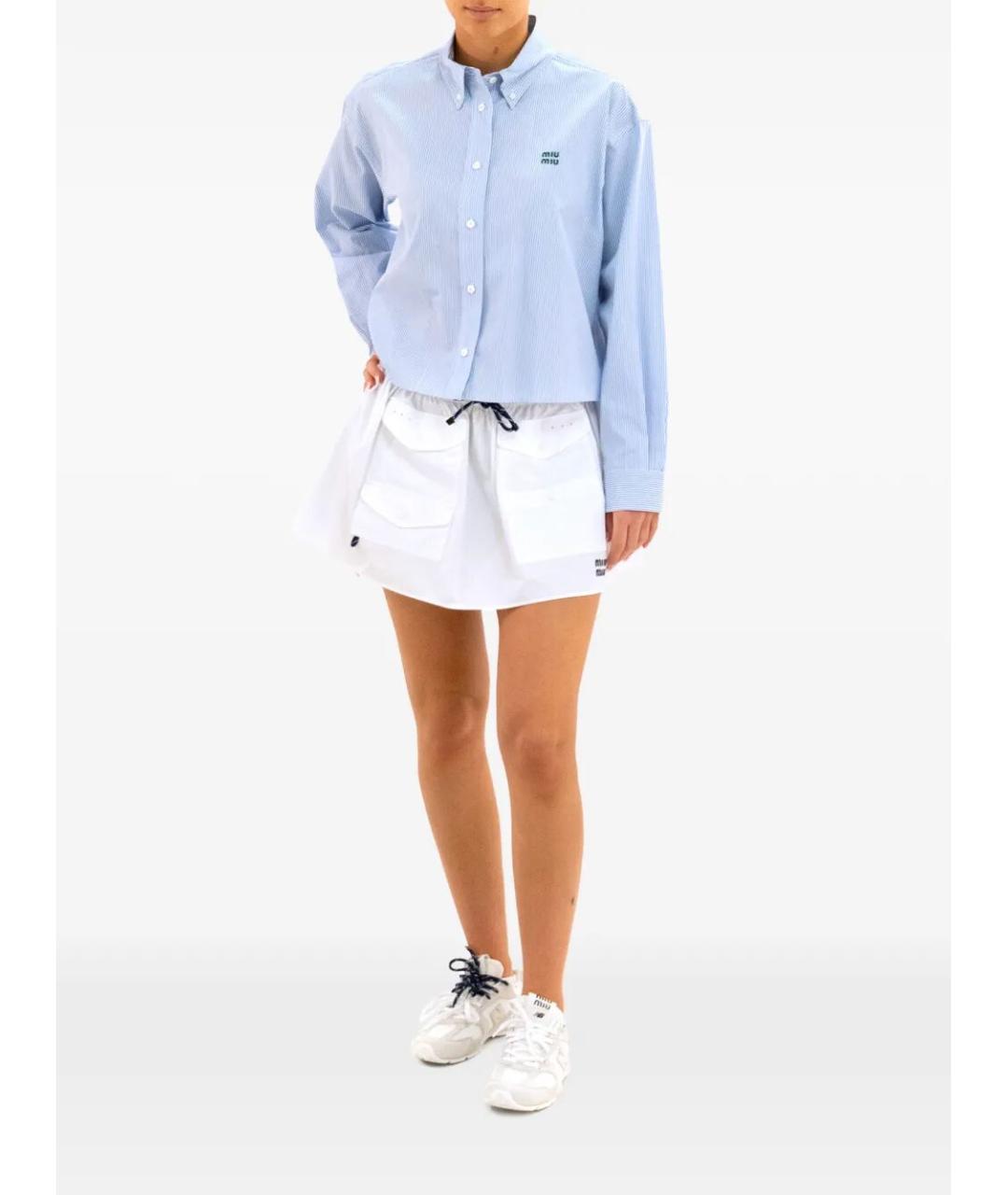 MIU MIU Белая хлопковая юбка мини, фото 2