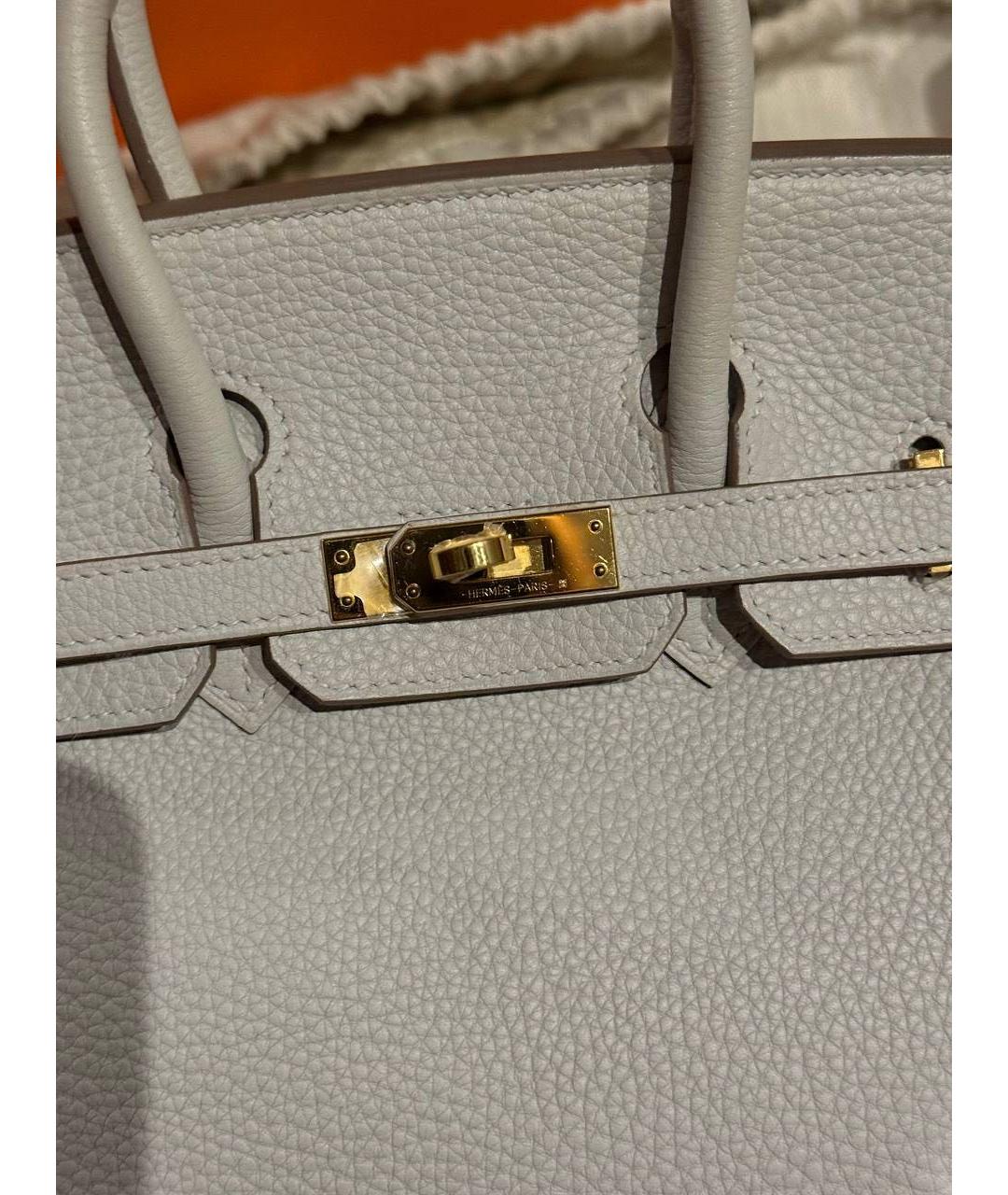 HERMES Бежевая кожаная сумка с короткими ручками, фото 5