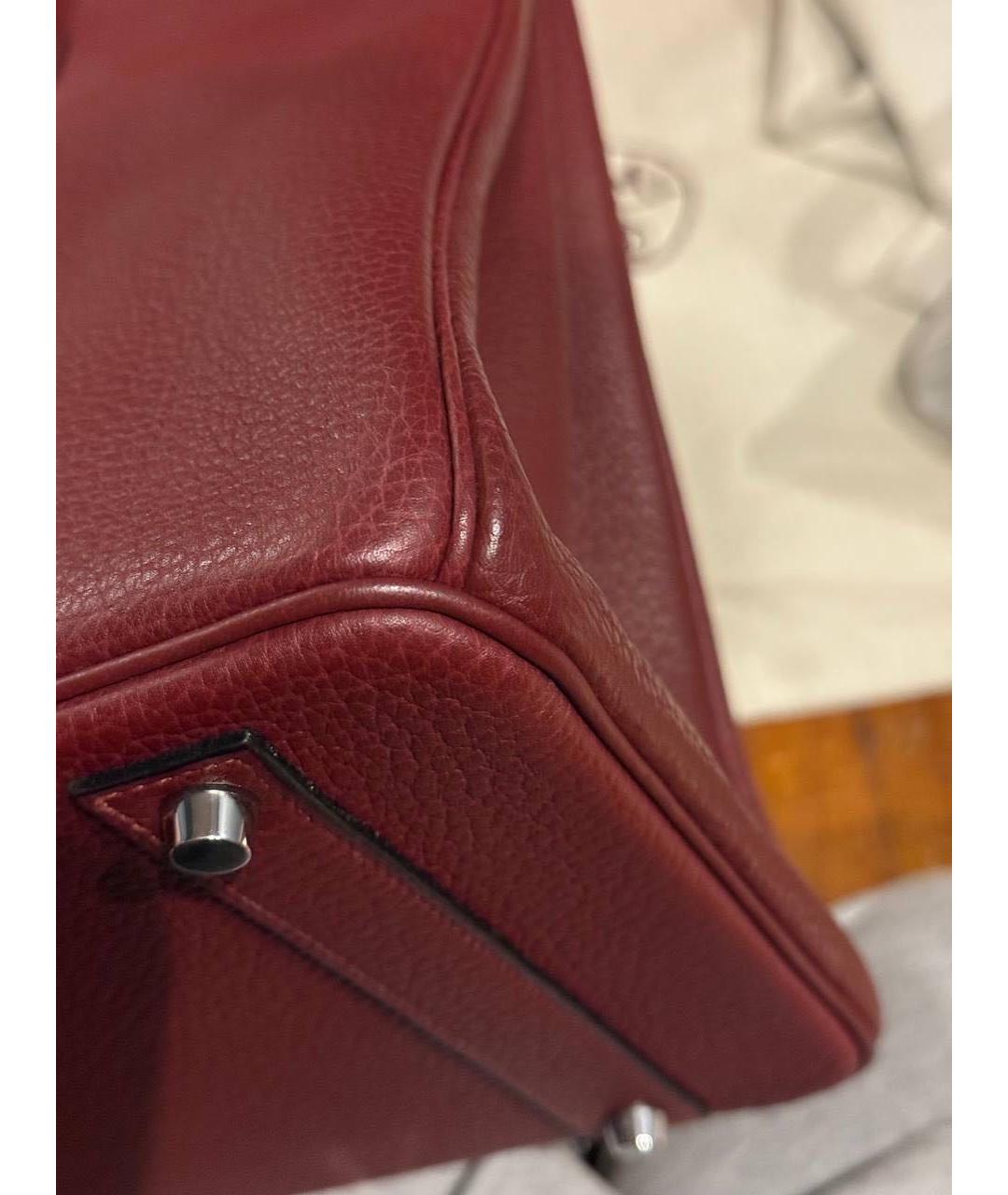 HERMES Бордовая кожаная сумка с короткими ручками, фото 5