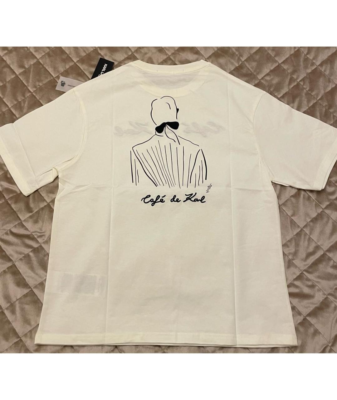KARL LAGERFELD Белая хлопковая футболка, фото 2