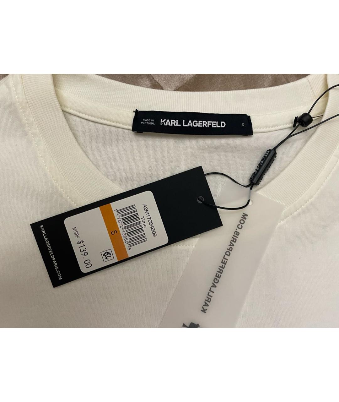 KARL LAGERFELD Белая хлопковая футболка, фото 3
