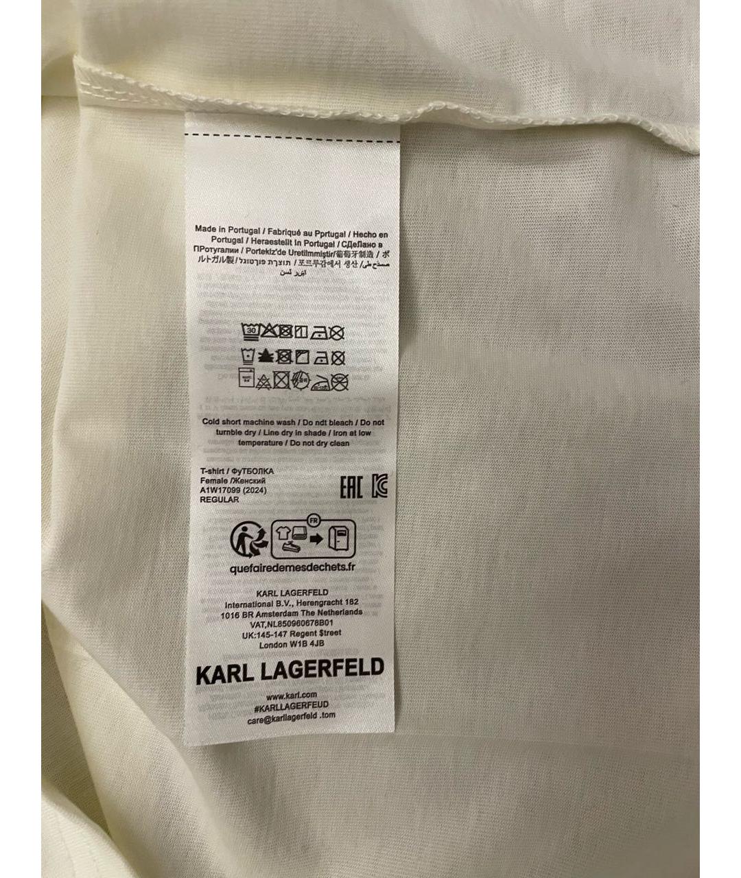 KARL LAGERFELD Белая хлопковая футболка, фото 7