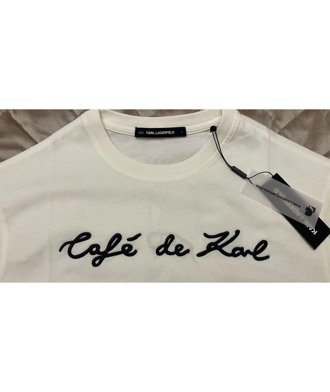 KARL LAGERFELD Белая хлопковая футболка, фото 4