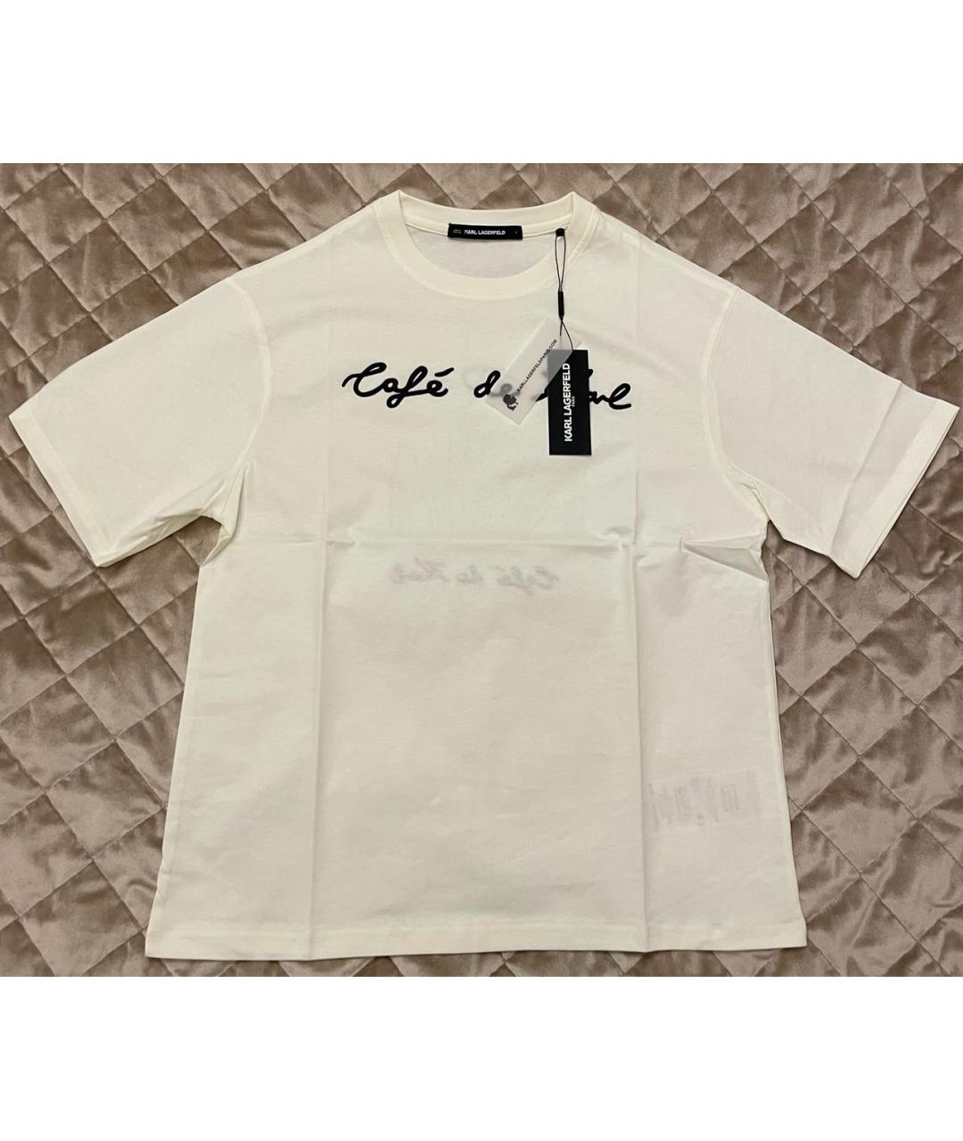 KARL LAGERFELD Белая хлопковая футболка, фото 9