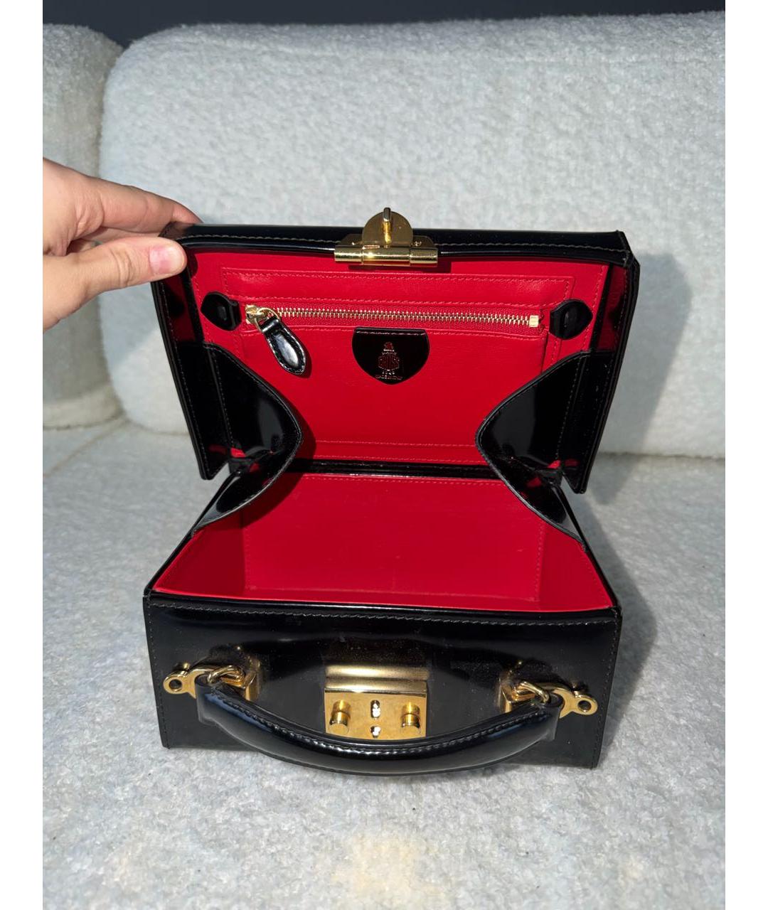 MARK CROSS Черная сумка с короткими ручками из лакированной кожи, фото 4