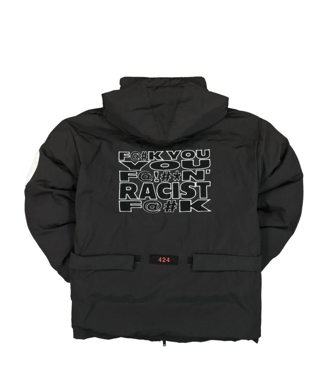 424 Черный полиэстеровый пуховик, фото 2