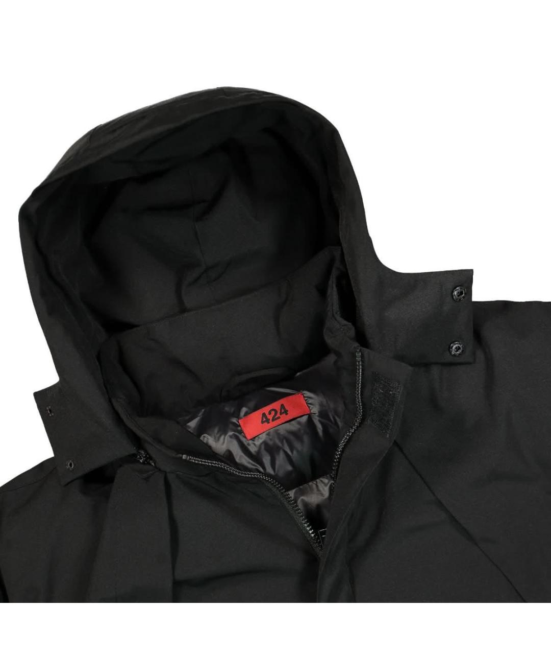 424 Черный полиэстеровый пуховик, фото 3