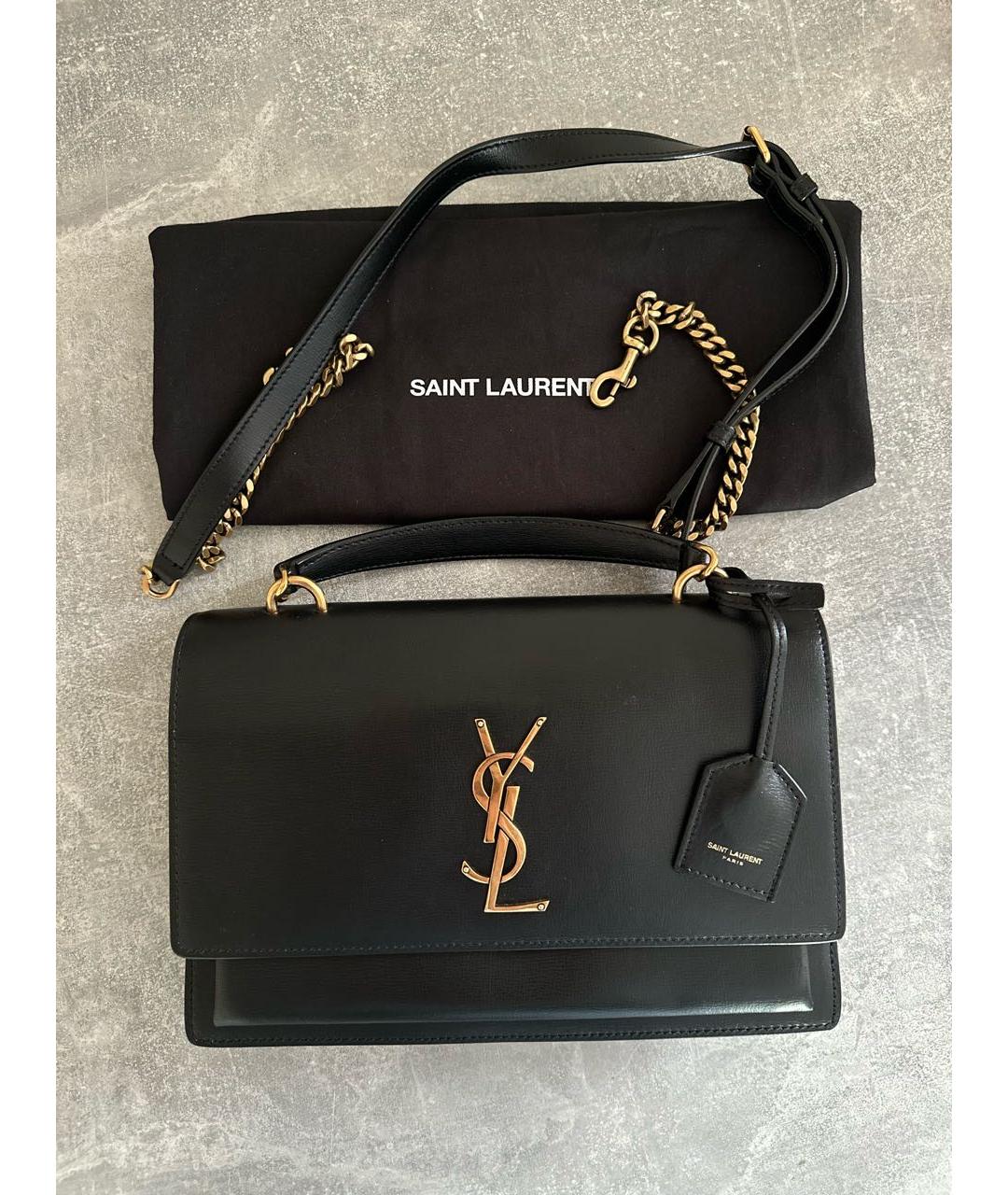 SAINT LAURENT Черная кожаная сумка через плечо, фото 5