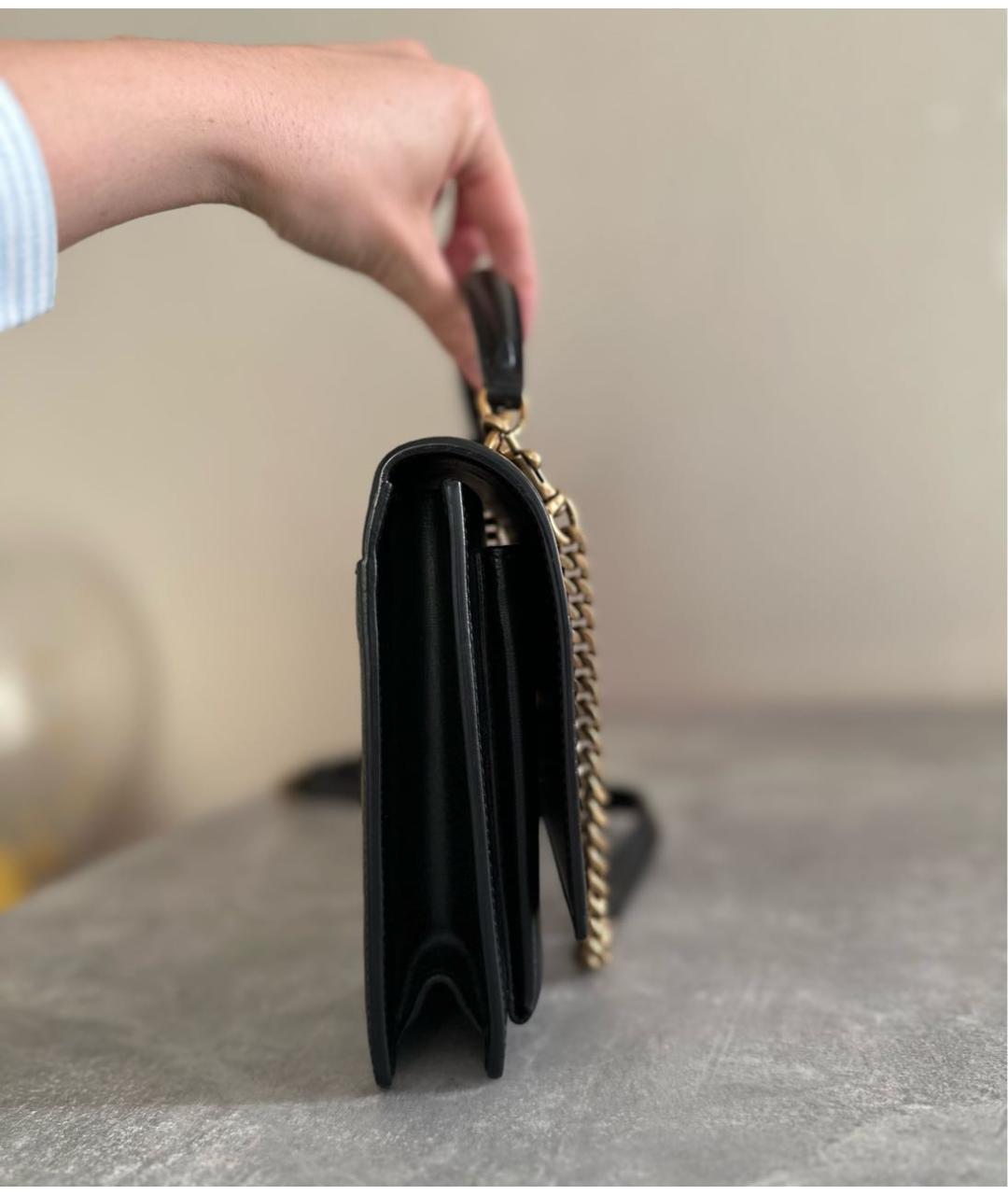 SAINT LAURENT Черная кожаная сумка через плечо, фото 2