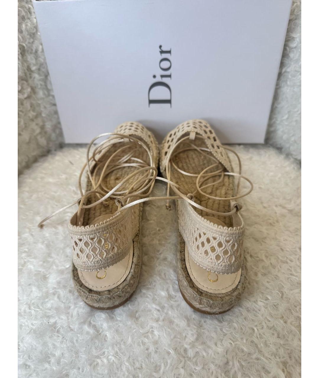 CHRISTIAN DIOR Бежевые текстильные эспадрильи, фото 3