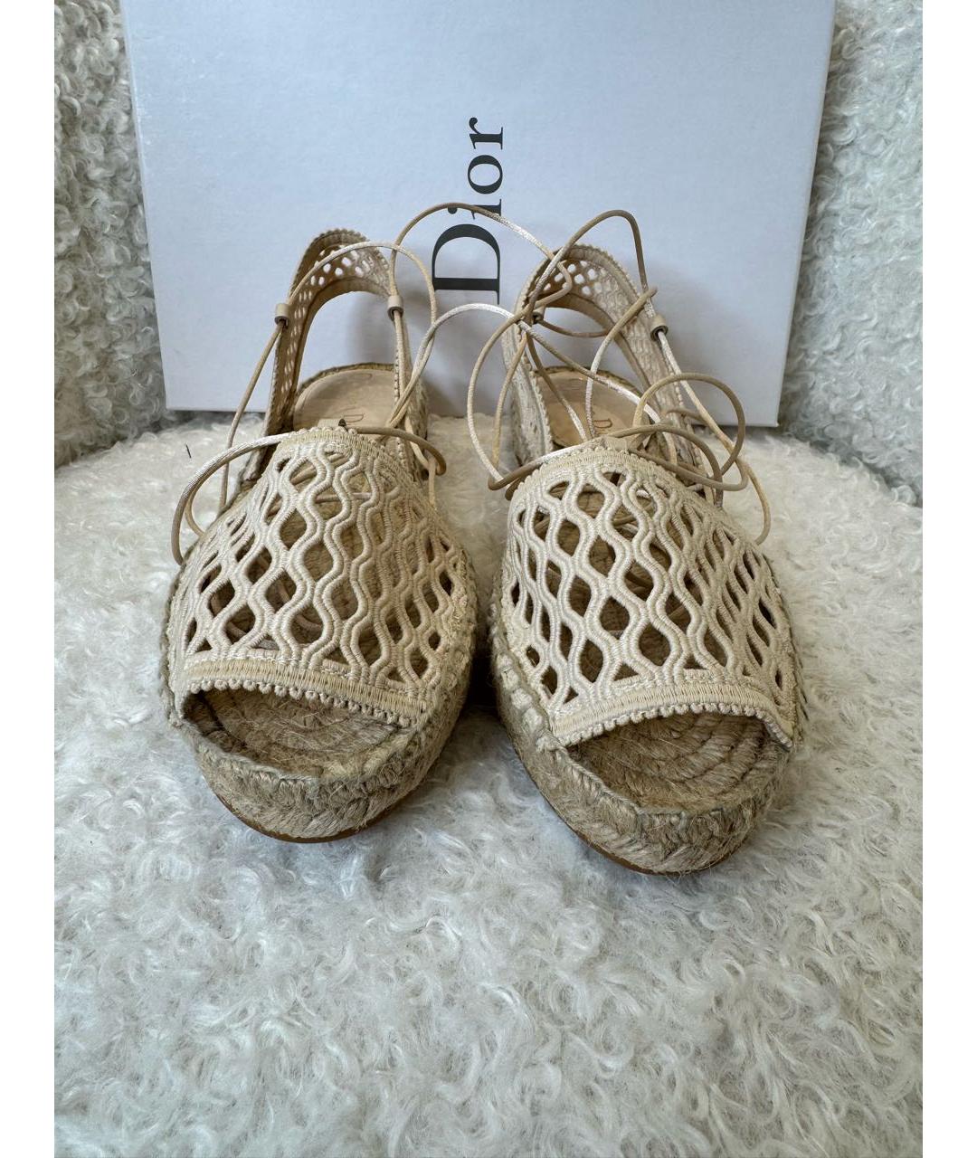 CHRISTIAN DIOR Бежевые текстильные эспадрильи, фото 2