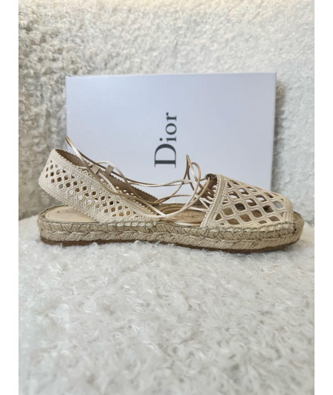 CHRISTIAN DIOR Бежевые текстильные эспадрильи, фото 6