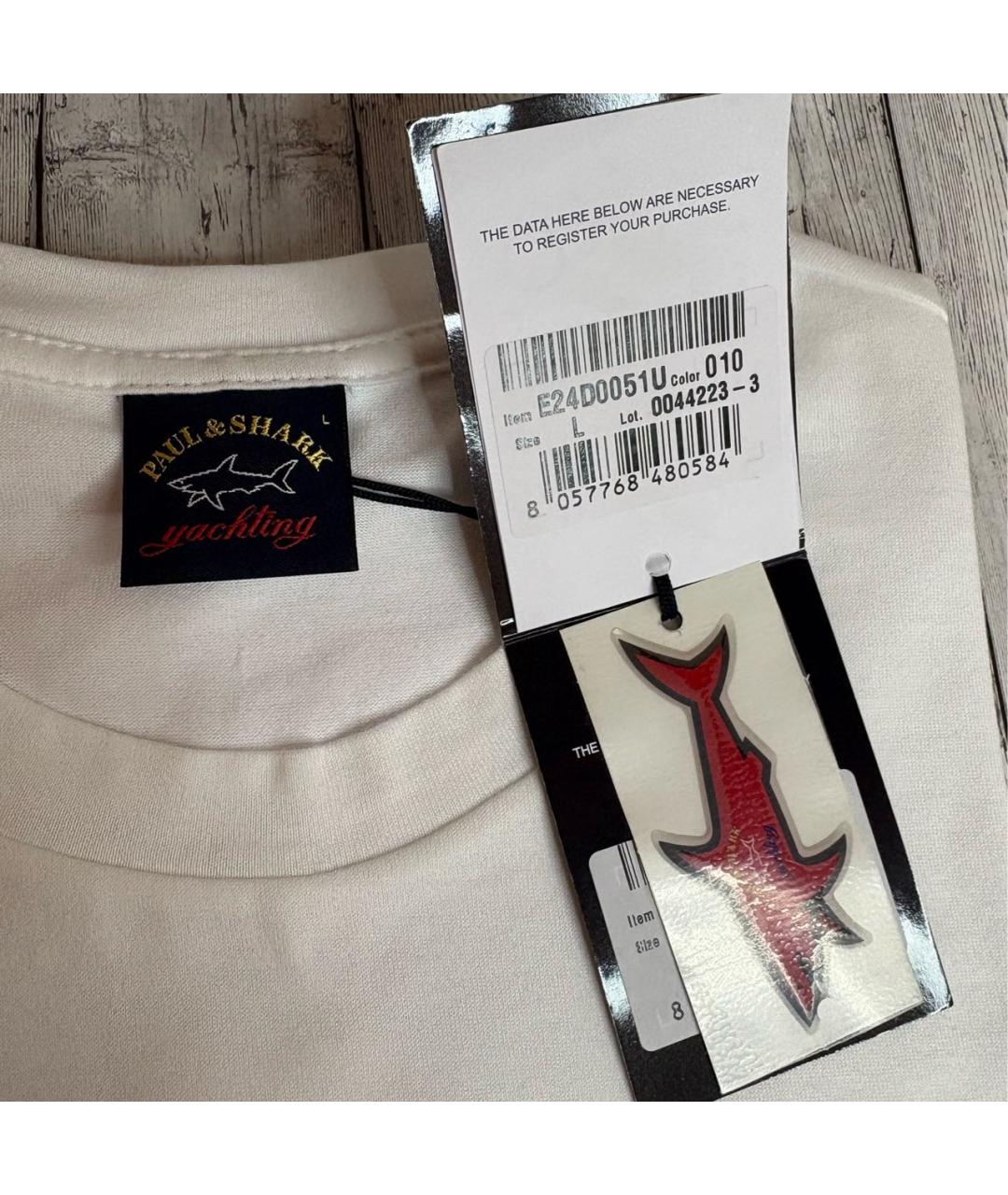PAUL & SHARK Белая хлопковая футболка, фото 2