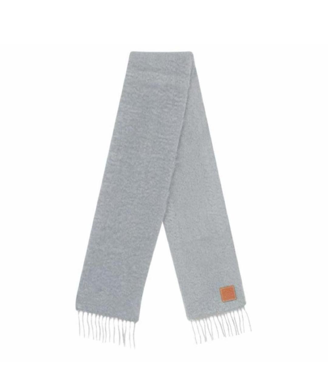 LOEWE Серый шерстяной шарф, фото 4