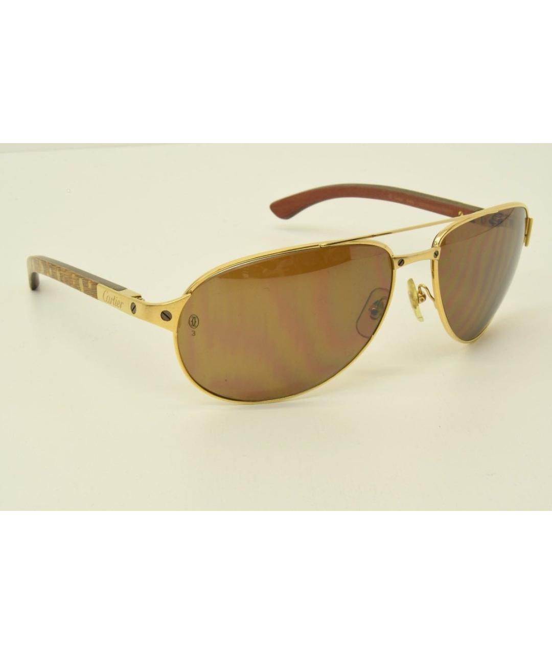 CARTIER Золотые металлические солнцезащитные очки, фото 9