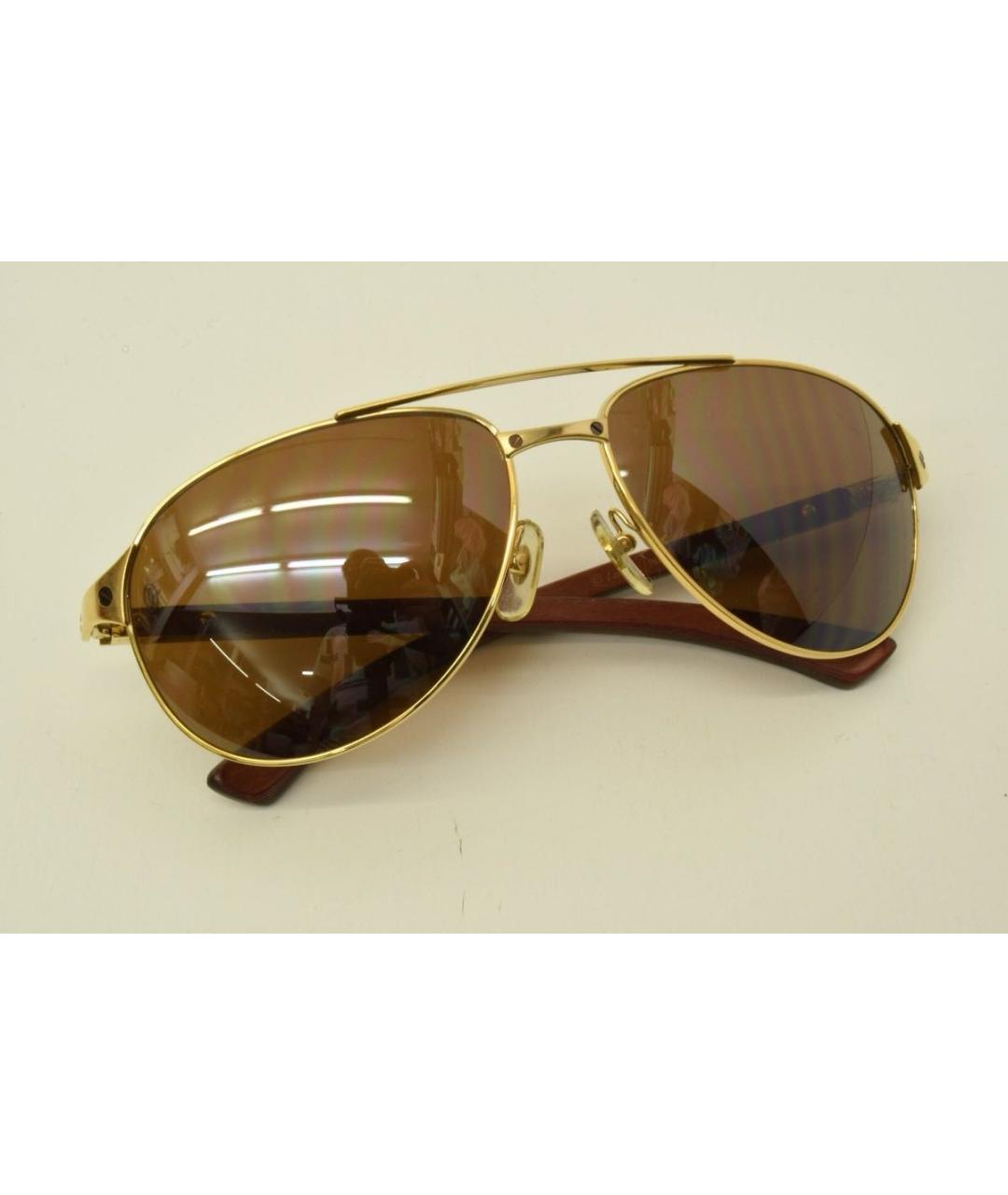 CARTIER Золотые металлические солнцезащитные очки, фото 2