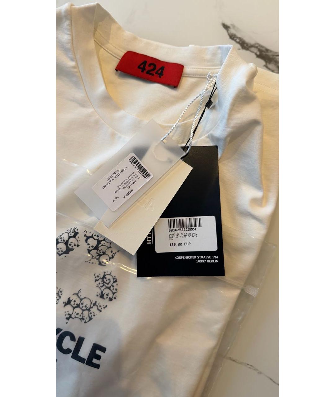 424 Белая хлопковая футболка, фото 5