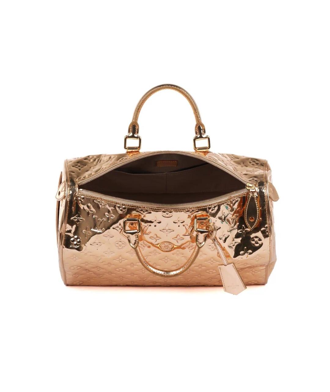 LOUIS VUITTON Золотая дорожная/спортивная сумка из лакированной кожи, фото 7