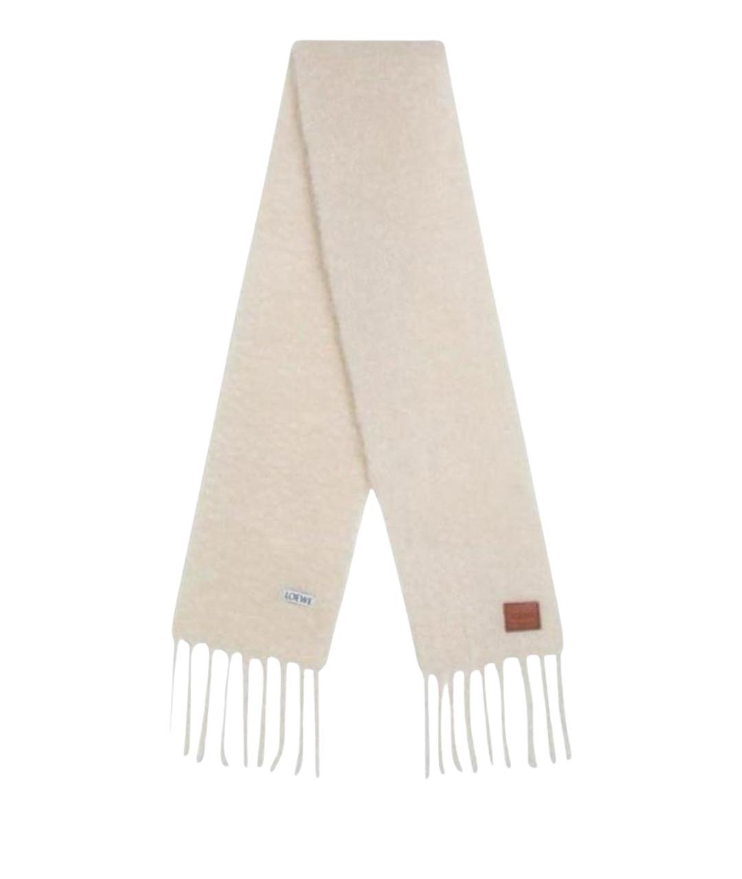 LOEWE Бежевый шерстяной шарф, фото 1