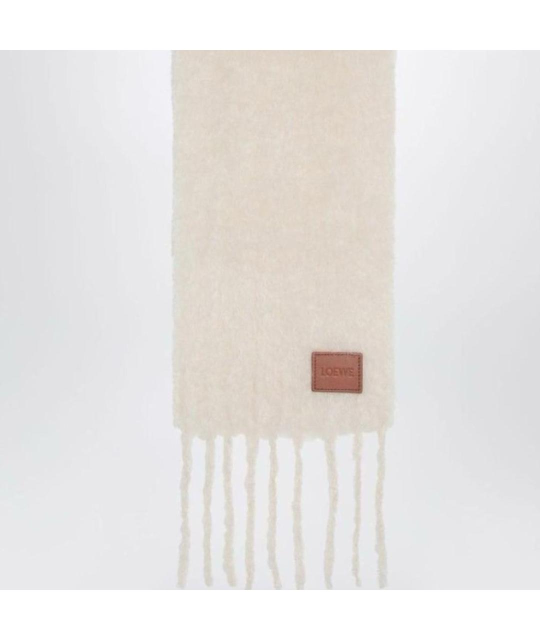 LOEWE Бежевый шерстяной шарф, фото 2