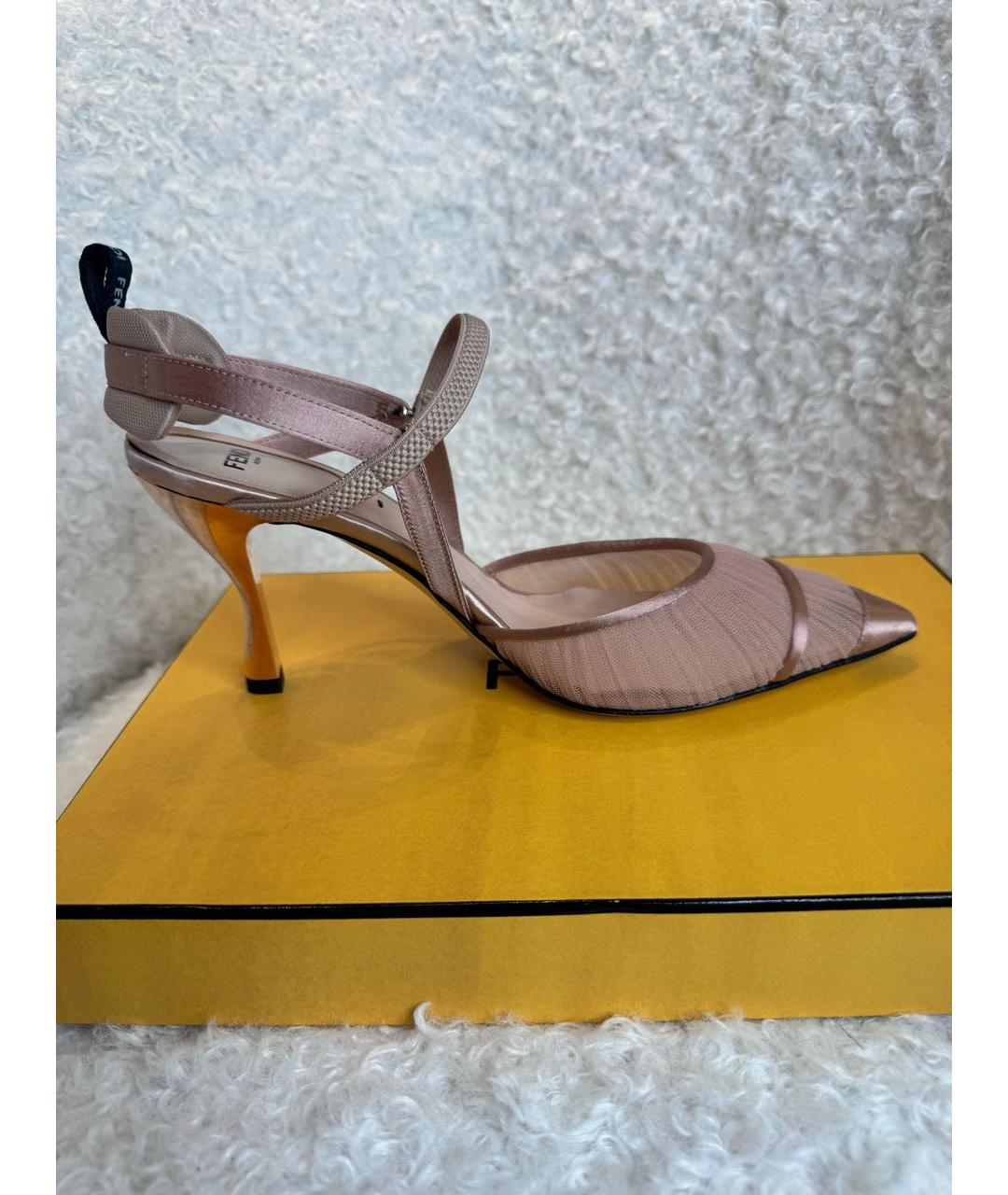 FENDI Розовые текстильные туфли, фото 6