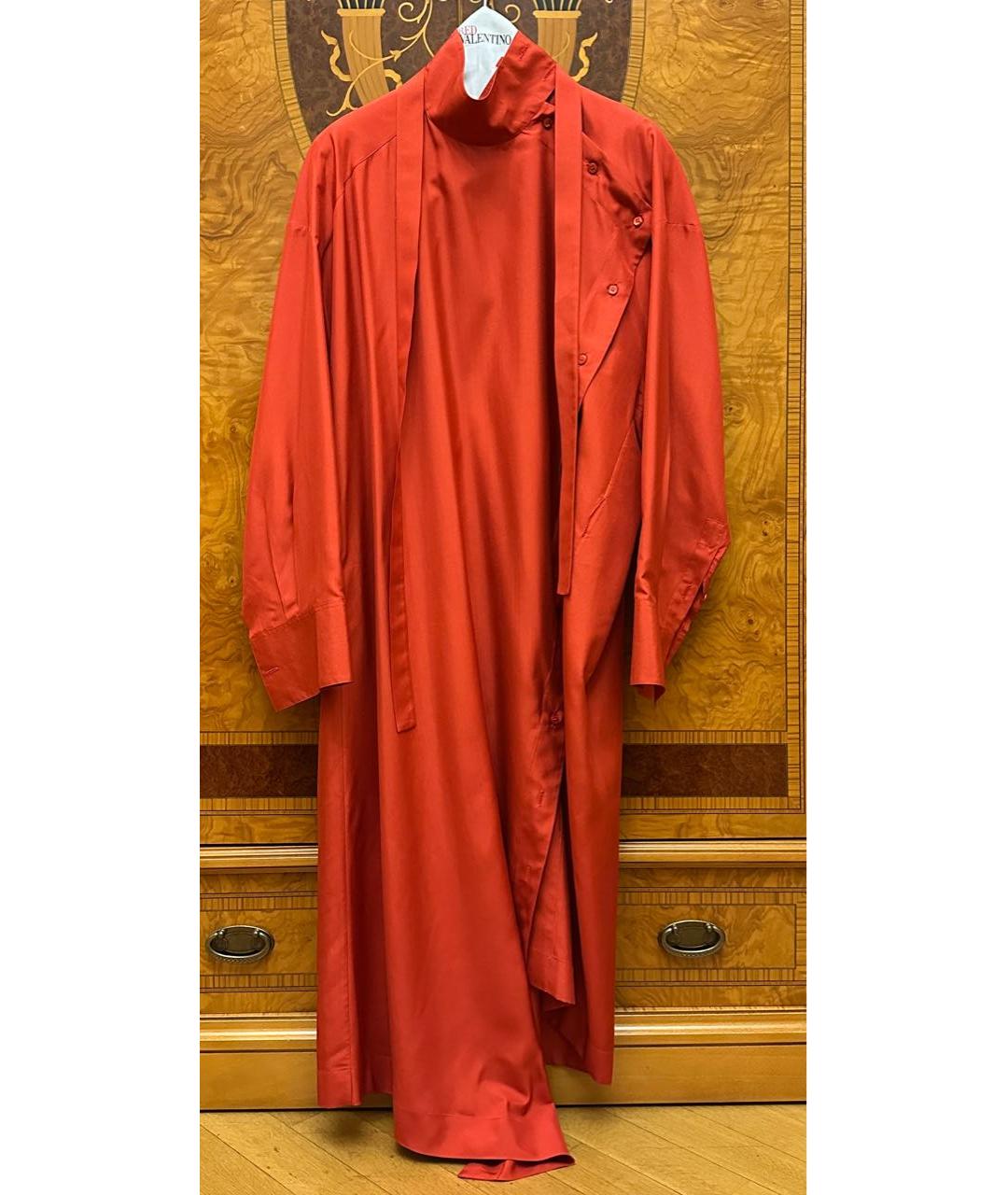 VALENTINO Красное шелковое повседневное платье, фото 9