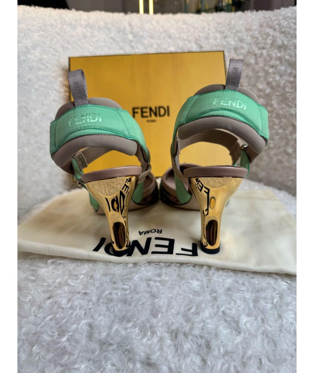 FENDI Зеленые текстильные туфли, фото 4