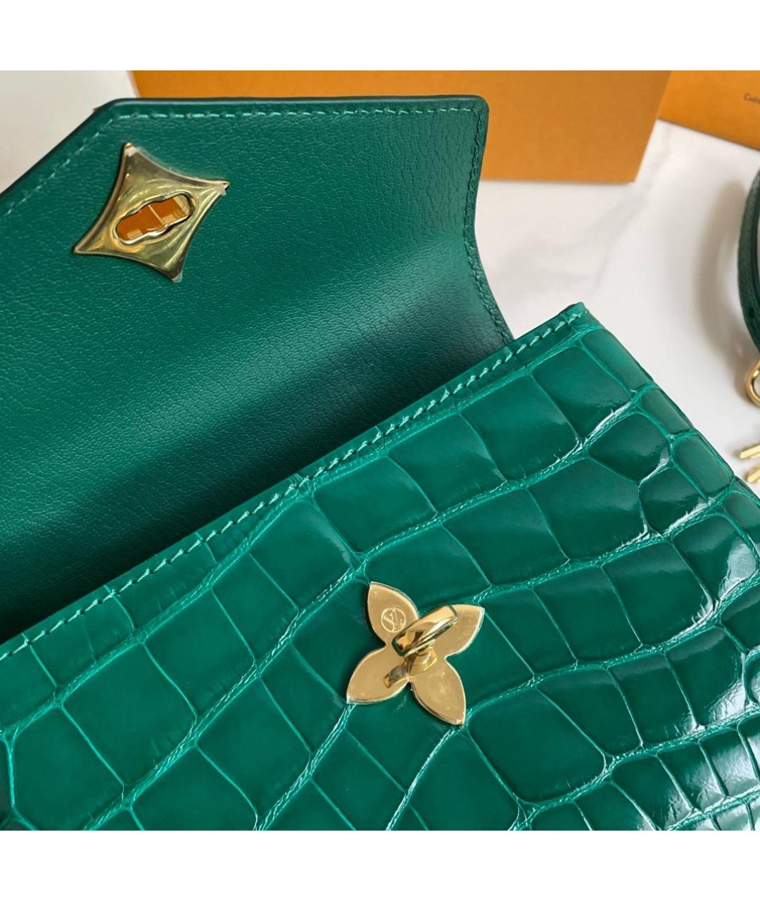 LOUIS VUITTON Зеленая сумка с короткими ручками из экзотической кожи, фото 7