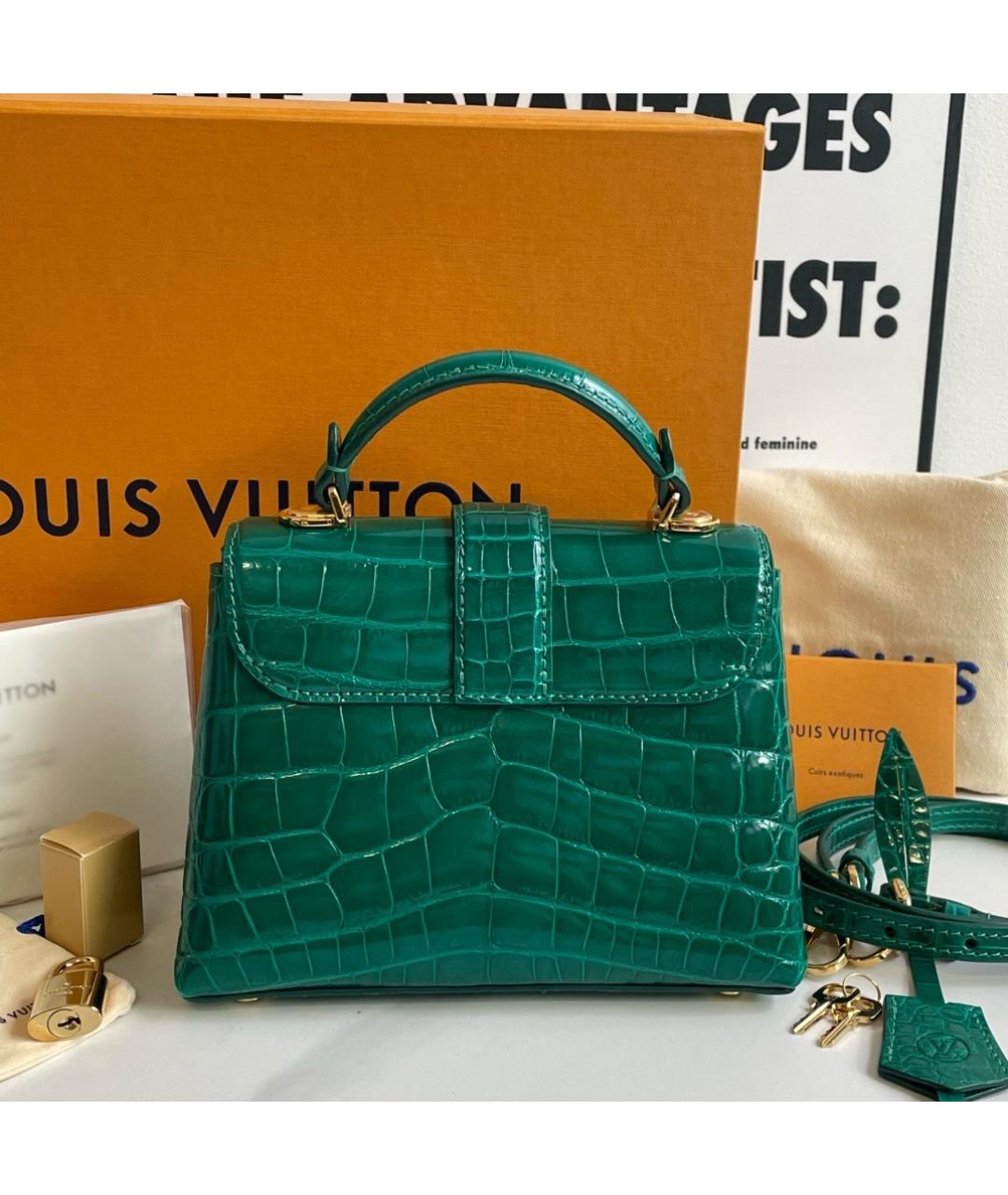 LOUIS VUITTON Зеленая сумка с короткими ручками из экзотической кожи, фото 3