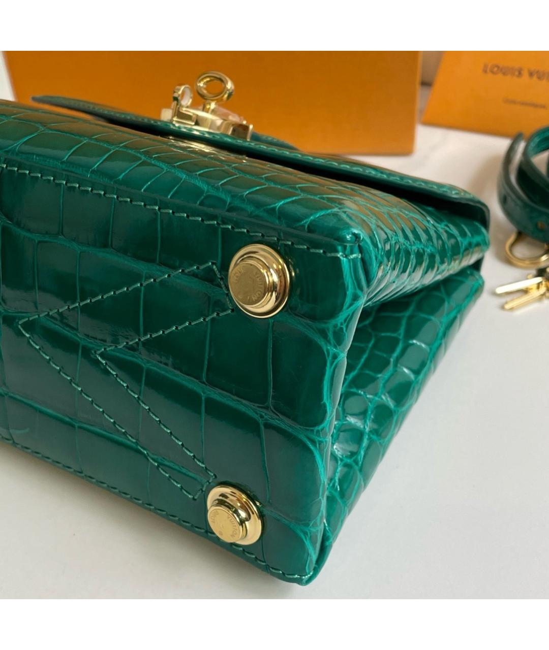LOUIS VUITTON Зеленая сумка с короткими ручками из экзотической кожи, фото 6