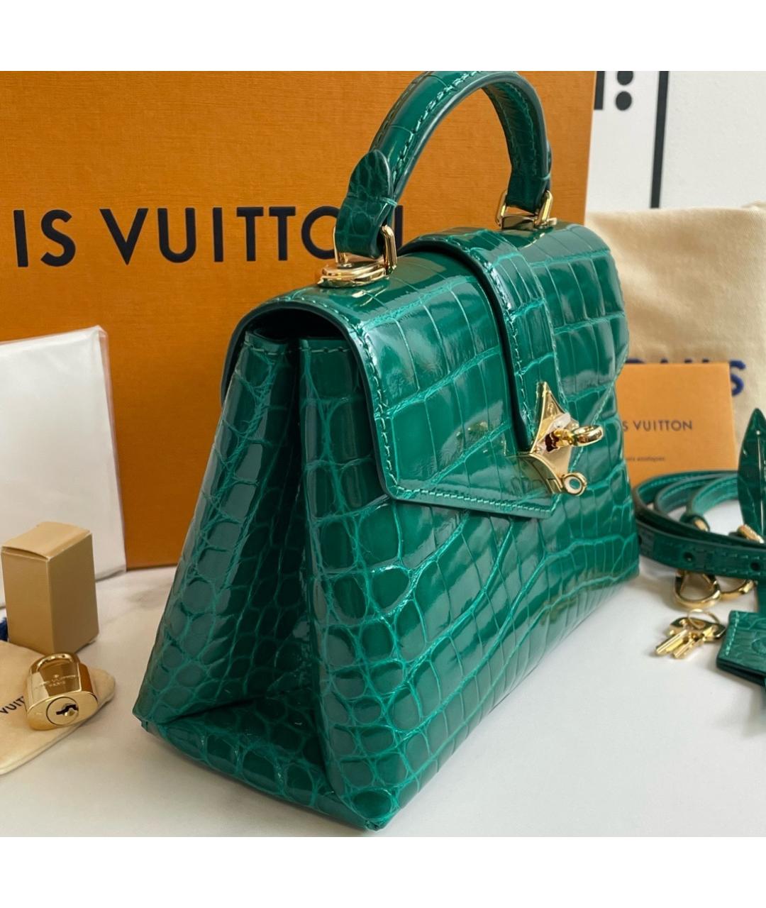 LOUIS VUITTON Зеленая сумка с короткими ручками из экзотической кожи, фото 2