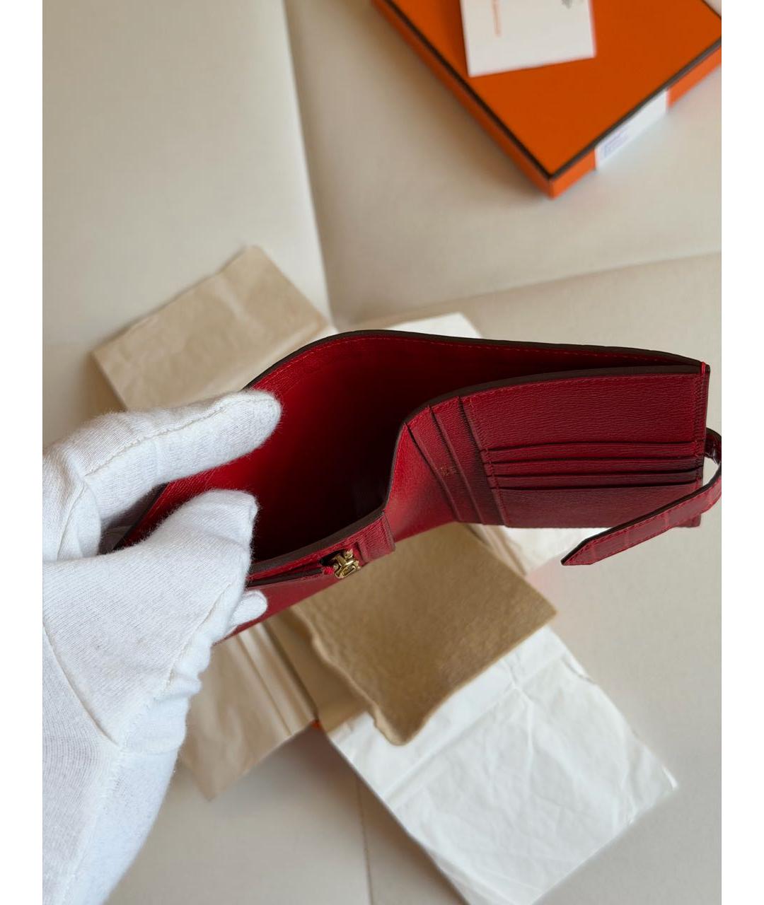 HERMES Красный кошелек из экзотической кожи, фото 5