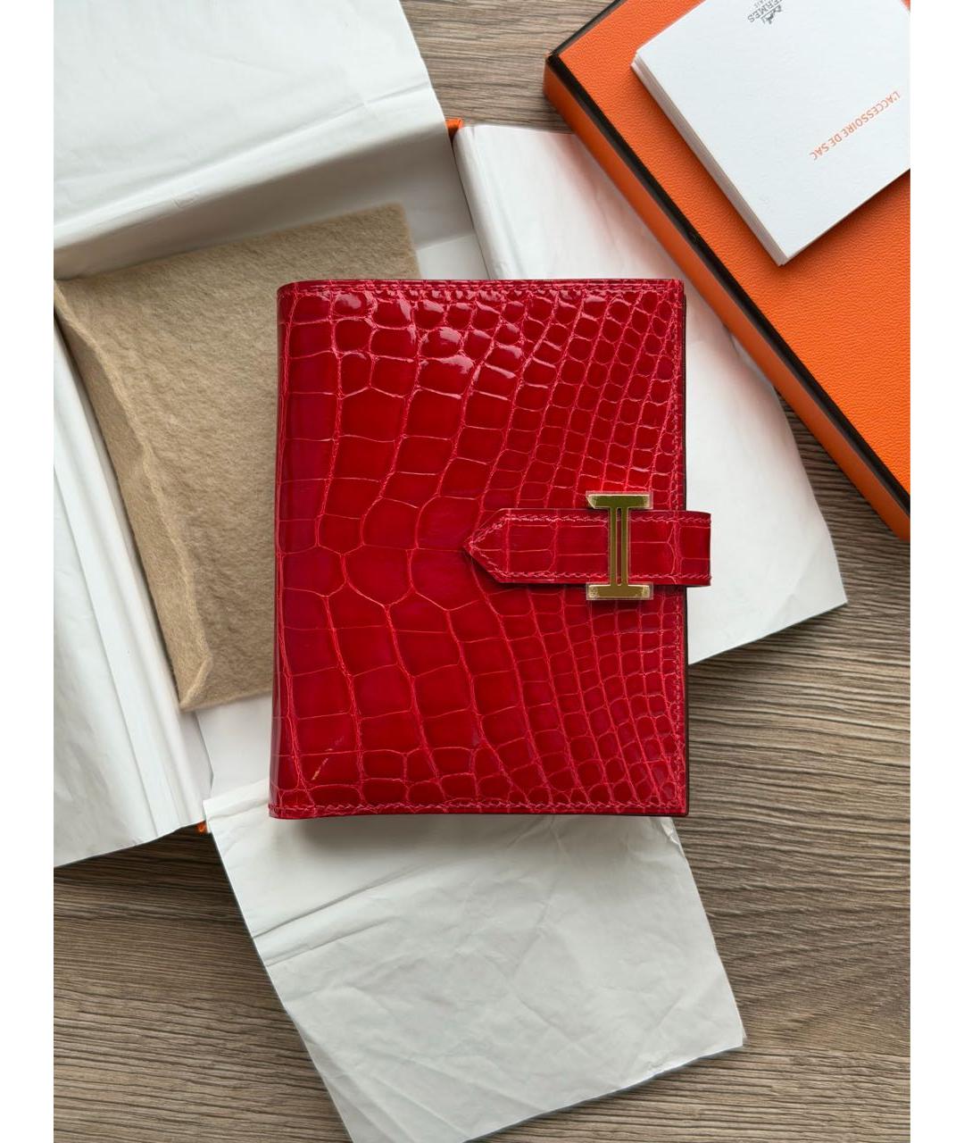 HERMES Красный кошелек из экзотической кожи, фото 7